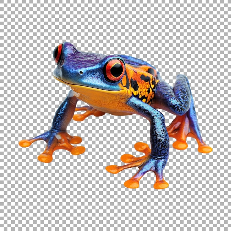 PSD une grenouille d'arbre colorée sur un fond transparent