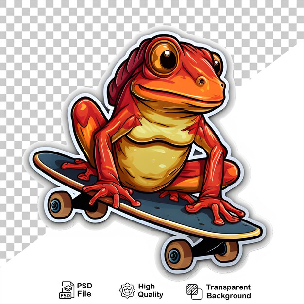 Grenouille Sur Autocollant De Skateboard Isolé Sur Fond Transparent Inclure Un Fichier Png