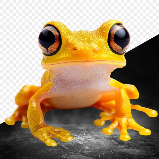une grenouille jaune à fond noir et un fond noir à fond noir