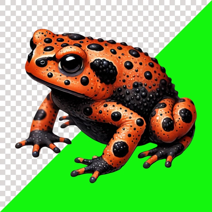 PSD grenouille à ventre de feu isolée sur un fond transparent