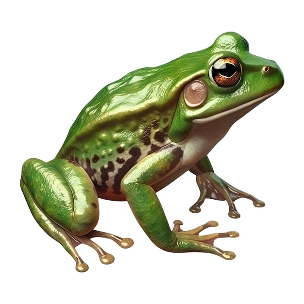 PSD une grenouille verte avec une tache noire sur son visage sur un fond transparent generative ai