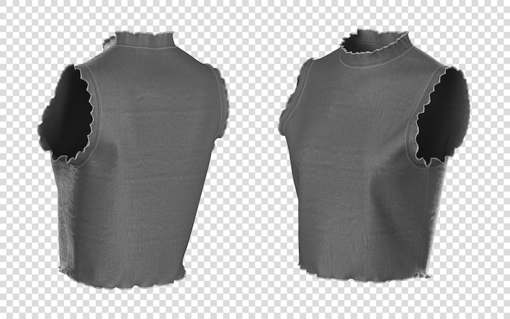 PSD grey ribbed sleeveless crop top mockup 3d mockup transparent background