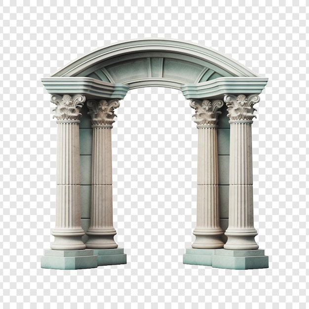 PSD griechischer säulenbogen mit einem klassischen doppelten farbschema, isoliert auf einem transparenten hintergrund