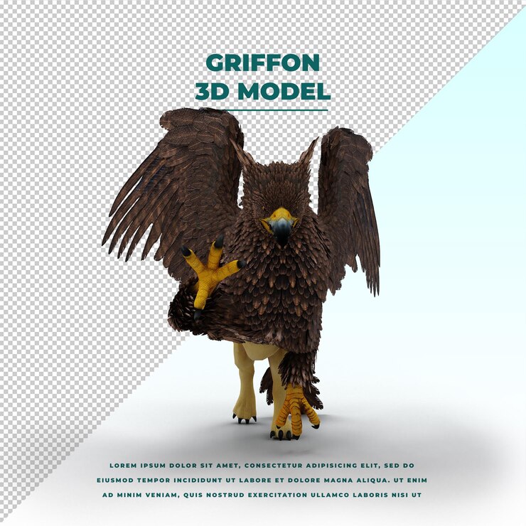 PSD griffin o grifo una criatura legendaria con el cuerpo de un león, la cabeza y las alas de un águila