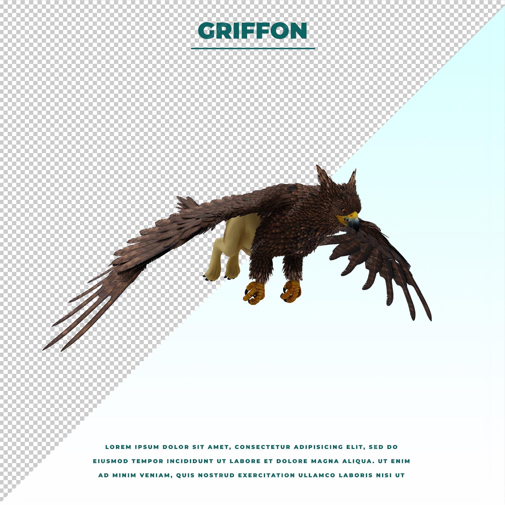 Griffin o grifo una criatura legendaria con el cuerpo de un león, la cabeza  y las alas de un águila | Archivo PSD Premium