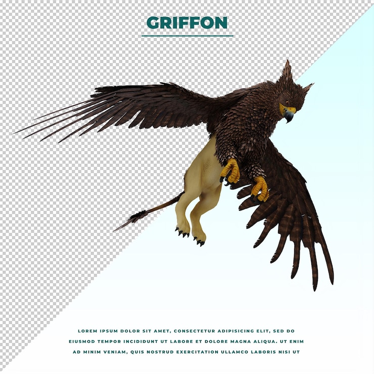 PSD griffin ou grifo uma criatura lendária com o corpo de um leão, a cabeça e as asas de uma águia