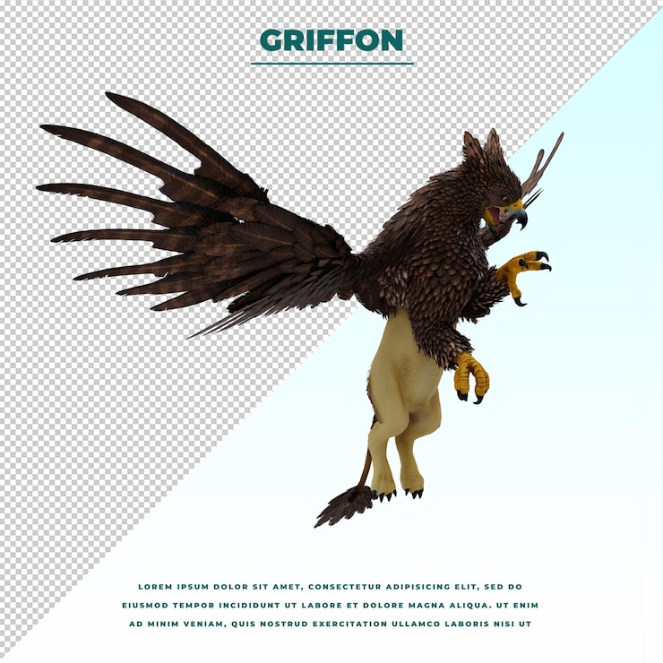 PSD griffin ou grifo uma criatura lendária com o corpo de um leão, a cabeça e as asas de uma águia