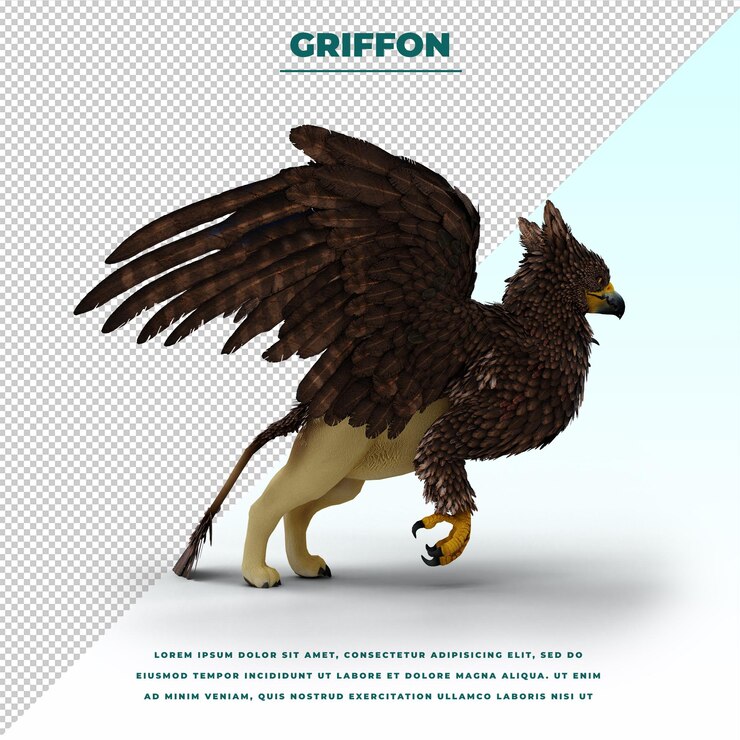 PSD griffin ou grifo uma criatura lendária com o corpo de um leão, a cabeça e as asas de uma águia