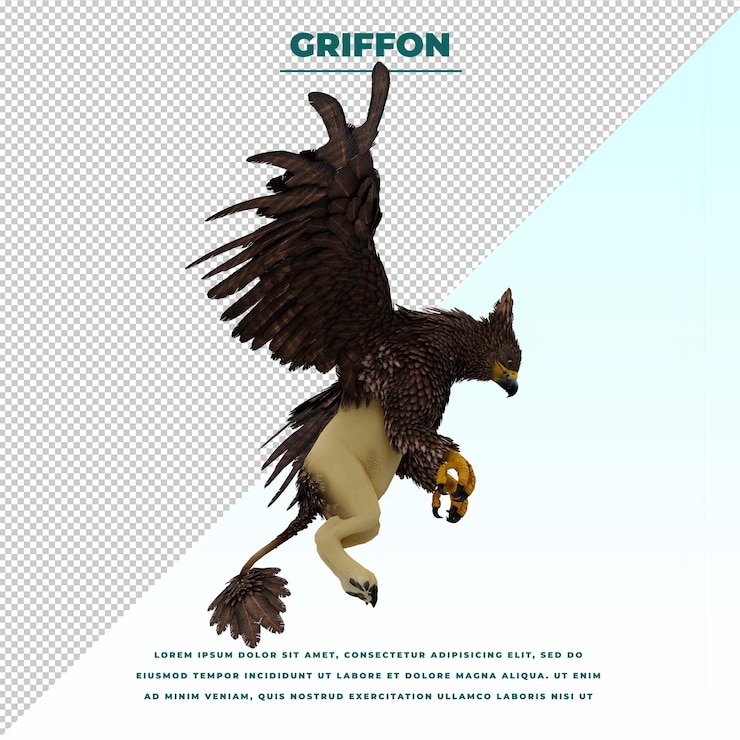 PSD griffin ou grifo uma criatura lendária com o corpo de um leão, a cabeça e as asas de uma águia
