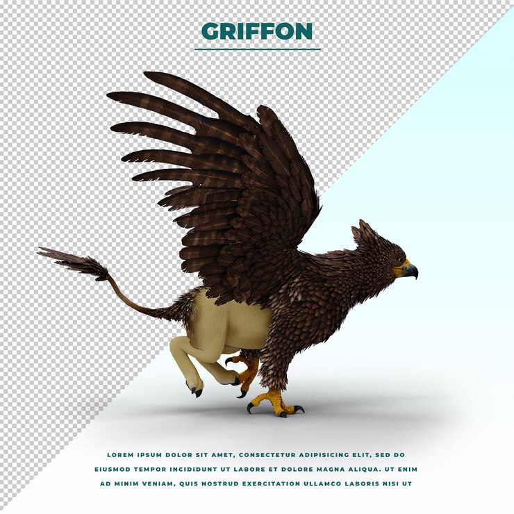 PSD griffin ou grifo uma criatura lendária com o corpo de um leão, a cabeça e as asas de uma águia