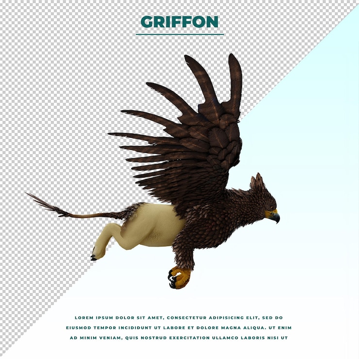 PSD griffin ou grifo uma criatura lendária com o corpo de um leão, a cabeça e as asas de uma águia