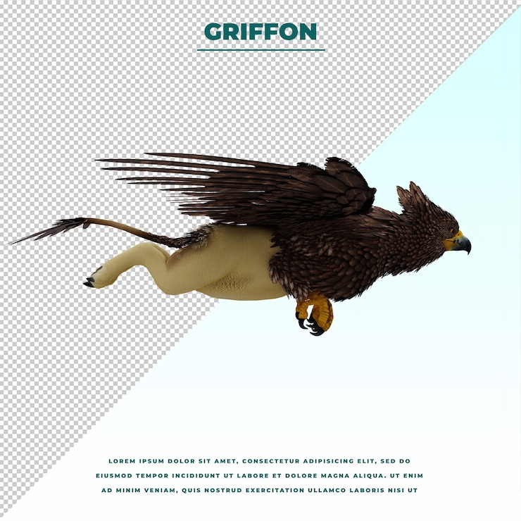 PSD griffin ou grifo uma criatura lendária com o corpo de um leão, a cabeça e as asas de uma águia