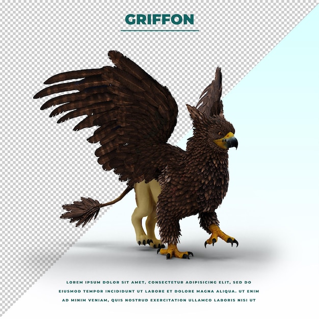 Grifone o grifone una creatura leggendaria con il corpo di un leone, la testa e le ali di un'aquila