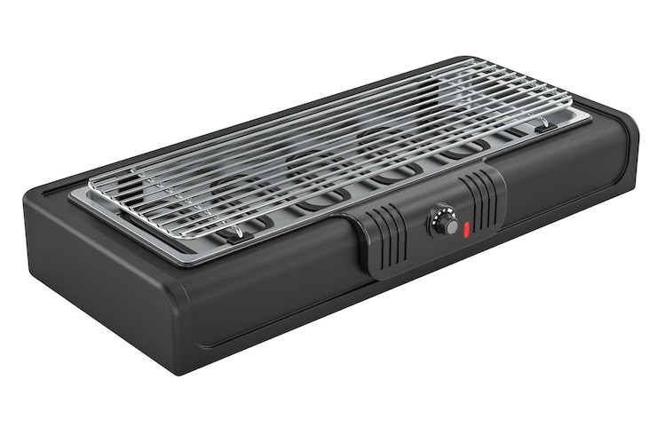 PSD grill de barbacoa eléctrico con ajuste de temperatura rendering 3d aislado sobre un fondo transparente