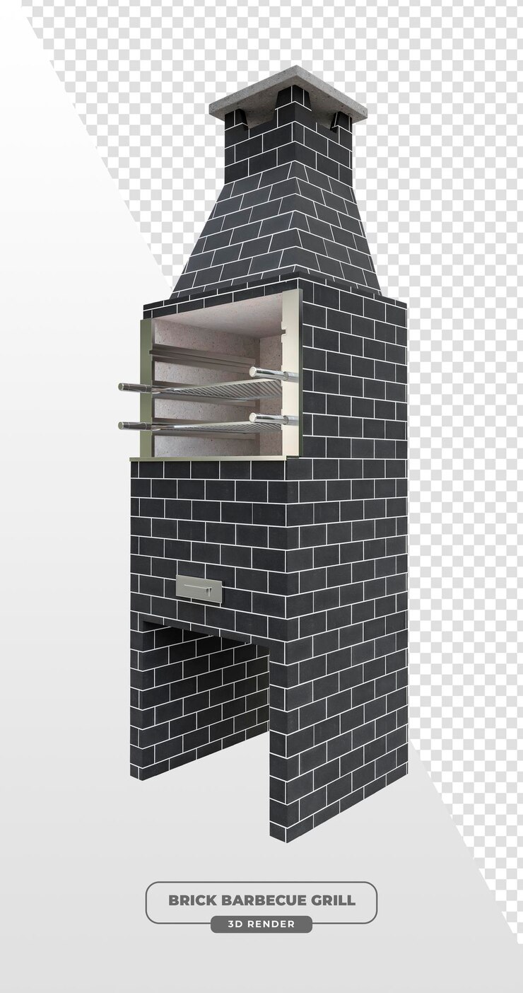 PSD grill de barbacoa de ladrillo renderizado en 3d