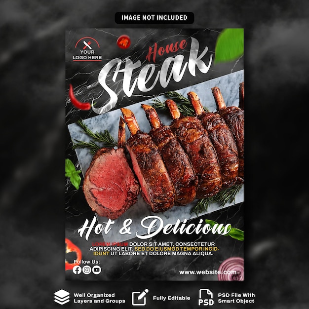 PSD grill-steak-haus plakatvorlage