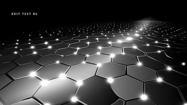 Grille hexagonale abstraite brillant dans la vue en perspective sombre