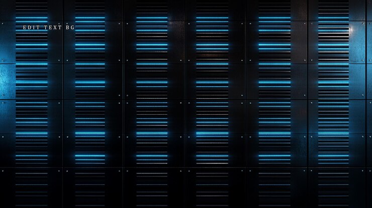 PSD grille métallique sombre abstraite avec des néons bleus