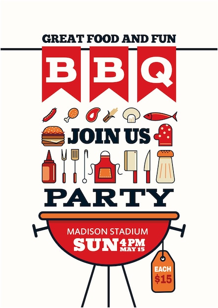 grilled bbq party icon style for invitation car or flyer or poster