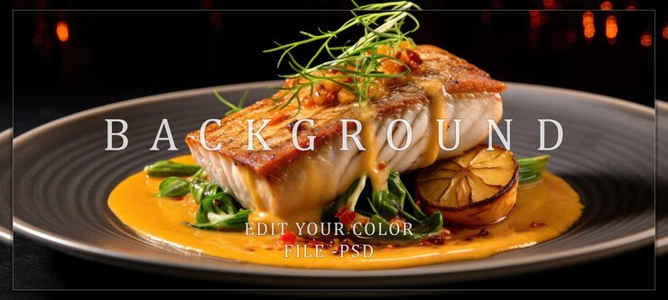 PSD grilled fish with lemon and sauce