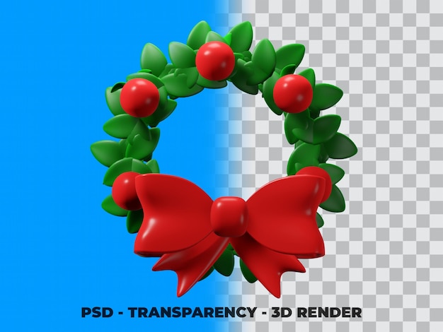 PSD grinalda de natal 3d isolada com fundo de transparência