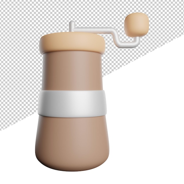 Grind Barista Equipment vista frontale 3d rendering icona illustrazione su sfondo trasparente