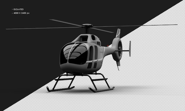 Gris mate realista aislado con acento blanco Mini helicóptero ultraligero desde el ángulo frontal izquierdo