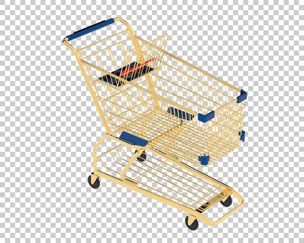 Grocery trolley on transparent background 3d rendering illustration