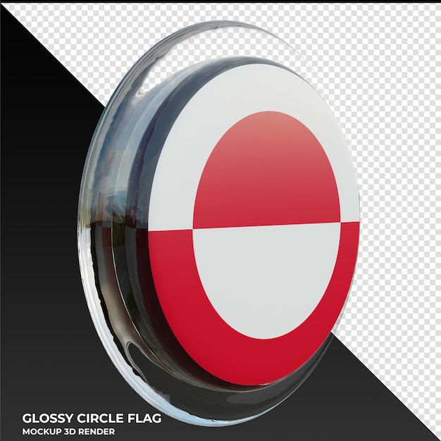 PSD groenland0003 drapeau de cercle brillant texturé 3d réaliste