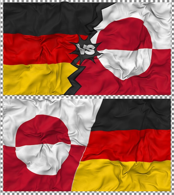 Groenlandia contra Alemania Media bandera combinada con textura 3D de la tela