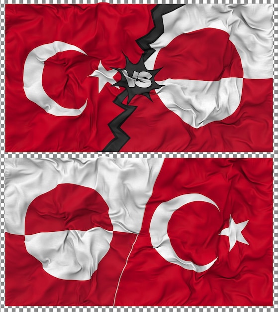 Groenlandia contra Turquía Media bandera combinada con textura 3D de la tela