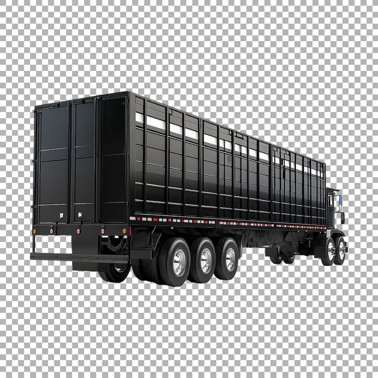 PSD un gros camion de livraison de png sur la route sur un fond transparent