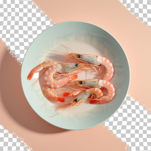 Gros Plan D'une Assiette De Crevettes Fraîches Sur Fond Transparent