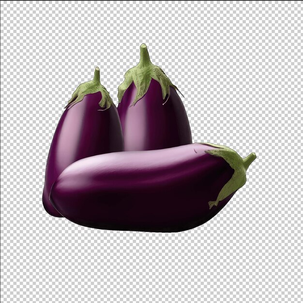 Gros plan d'aubergines fraîches en PNG