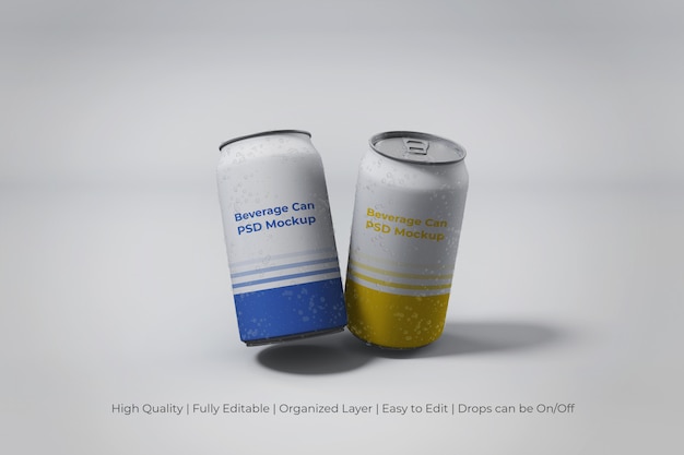Gros plan sur les canettes de soda en aluminium modernes