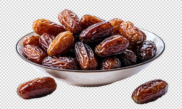 En gros plan des dates sur un fond transparent Un concept de Ramadan