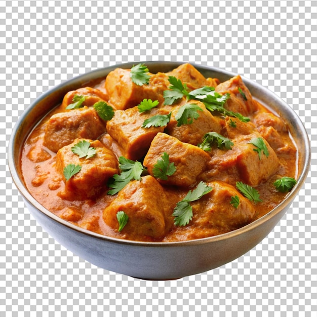 un gros plan du délicieux poulet tikka masala sur blanc
