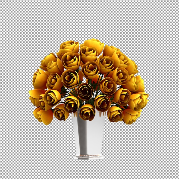 PSD gros plan sur une fleur dans un vase rendu 3d