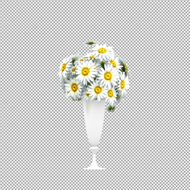 PSD gros plan sur une fleur dans un vase rendu 3d