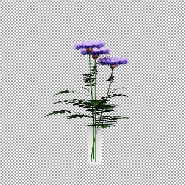 PSD gros plan sur une fleur dans un vase rendu 3d