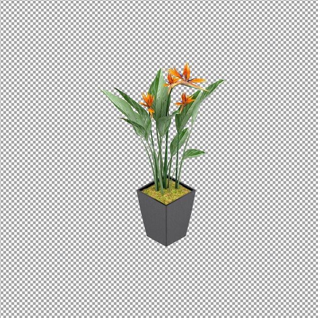 Gros plan sur une fleur dans un vase en rendu 3d
