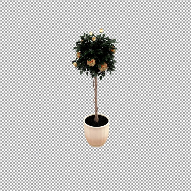 Gros plan sur une fleur dans un vase en rendu 3d