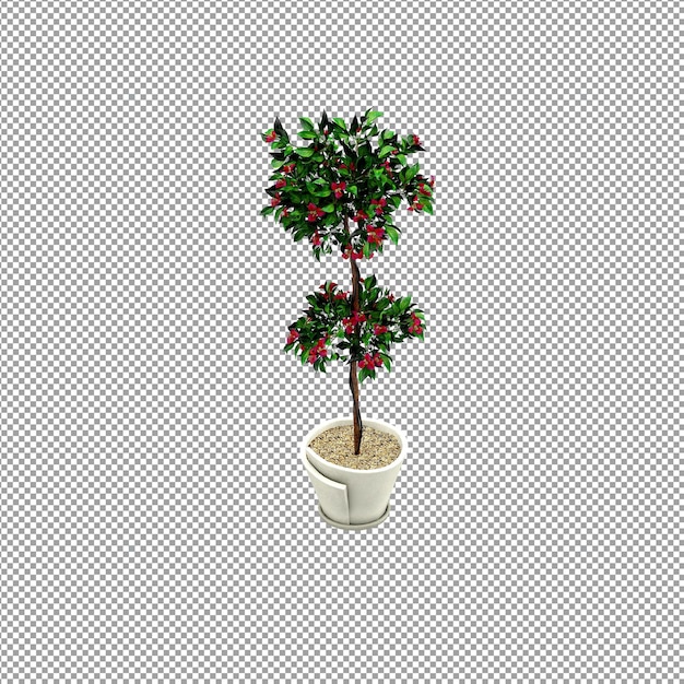 Gros plan sur une fleur dans un vase en rendu 3d