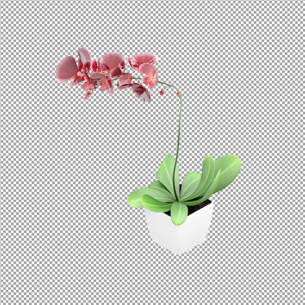 Gros plan sur une fleur dans un vase en rendu 3d