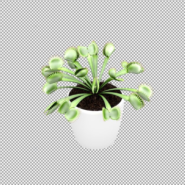 Gros plan sur une fleur dans un vase en rendu 3d