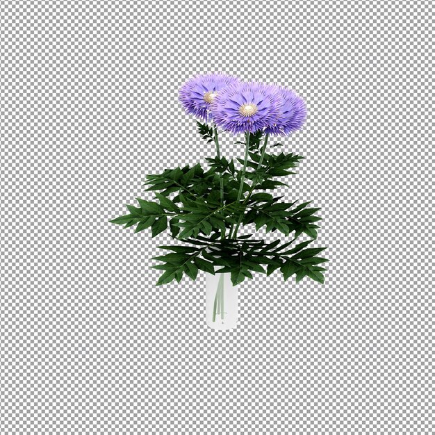 Gros plan sur une fleur dans un vase en rendu 3d