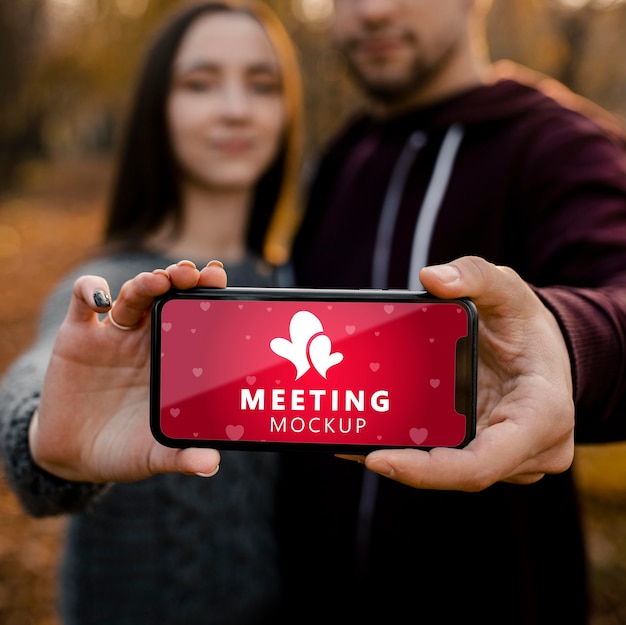 Gros Plan, Flou, Couple, Tenue, Téléphone