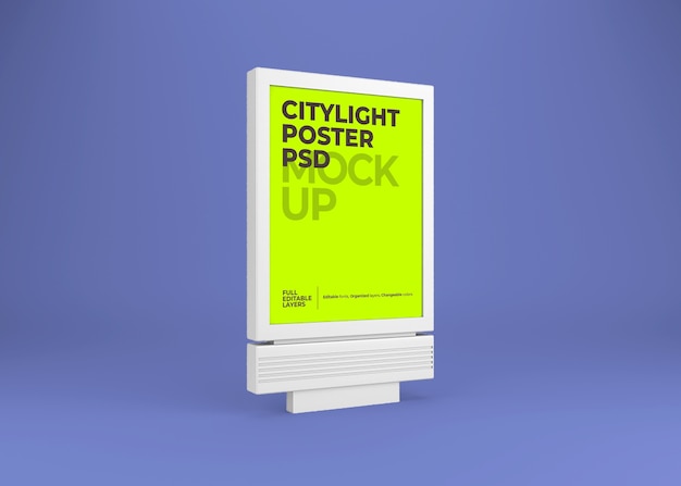 Gros Plan Sur La Maquette D'affiche Citylight Isolée