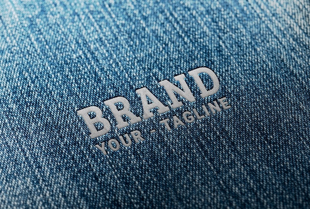 PSD gros plan de maquette de broderie de jeans