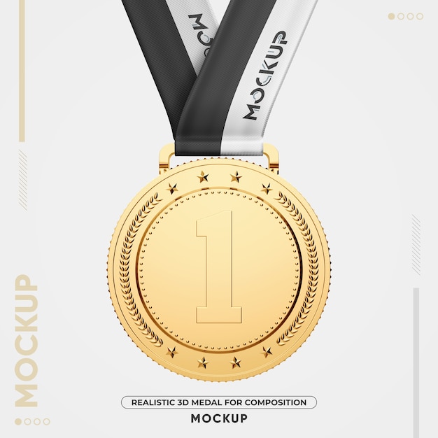 PSD gros plan sur la maquette de la médaille d'or isolée